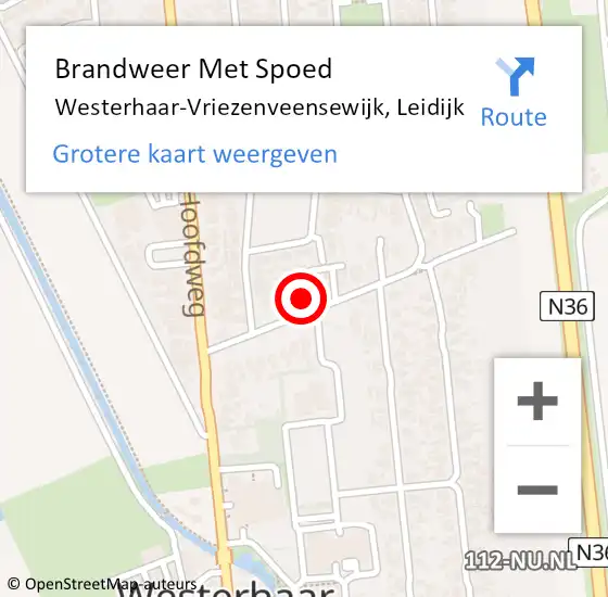 Locatie op kaart van de 112 melding: Brandweer Met Spoed Naar Westerhaar-Vriezenveensewijk, Leidijk op 11 april 2022 22:24