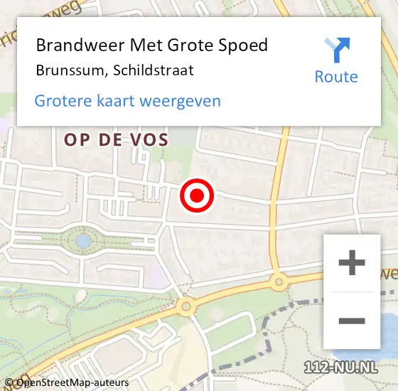 Locatie op kaart van de 112 melding: Brandweer Met Grote Spoed Naar Brunssum, Schildstraat op 11 april 2022 22:56