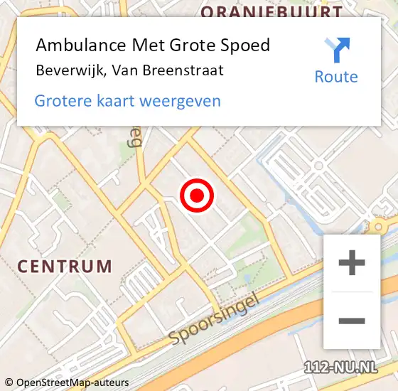 Locatie op kaart van de 112 melding: Ambulance Met Grote Spoed Naar Beverwijk, Van Breenstraat op 11 april 2022 23:07