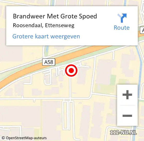 Locatie op kaart van de 112 melding: Brandweer Met Grote Spoed Naar Roosendaal, Ettenseweg op 11 april 2022 23:26