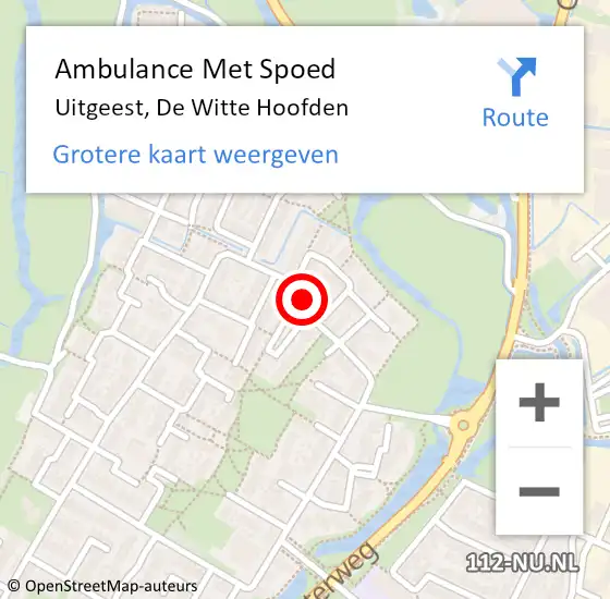 Locatie op kaart van de 112 melding: Ambulance Met Spoed Naar Uitgeest, De Witte Hoofden op 11 april 2022 23:49