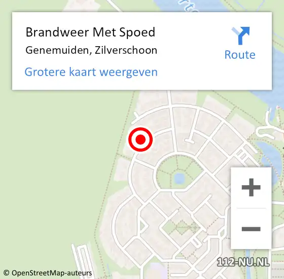 Locatie op kaart van de 112 melding: Brandweer Met Spoed Naar Genemuiden, Zilverschoon op 12 april 2022 00:00