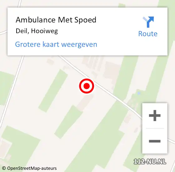 Locatie op kaart van de 112 melding: Ambulance Met Spoed Naar Deil, Hooiweg op 12 april 2022 00:22