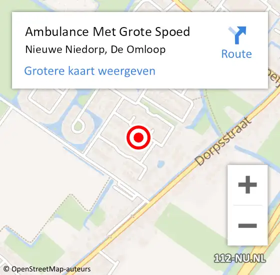 Locatie op kaart van de 112 melding: Ambulance Met Grote Spoed Naar Nieuwe Niedorp, De Omloop op 12 april 2022 01:16