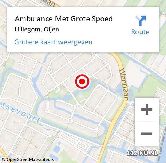 Locatie op kaart van de 112 melding: Ambulance Met Grote Spoed Naar Hillegom, Oijen op 12 april 2022 01:53