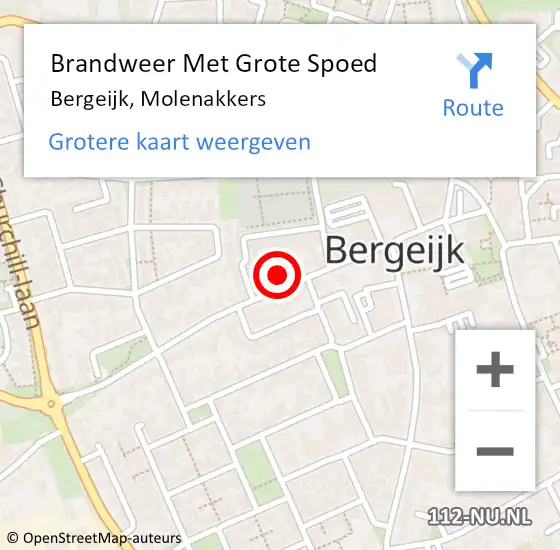 Locatie op kaart van de 112 melding: Brandweer Met Grote Spoed Naar Bergeijk, Molenakkers op 12 april 2022 01:55