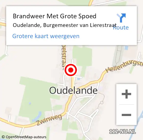 Locatie op kaart van de 112 melding: Brandweer Met Grote Spoed Naar Oudelande, Burgemeester van Lierestraat op 12 april 2022 03:17