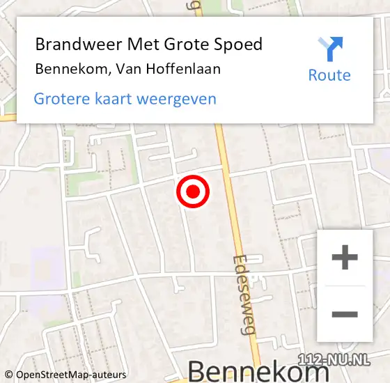 Locatie op kaart van de 112 melding: Brandweer Met Grote Spoed Naar Bennekom, Van Hoffenlaan op 12 april 2022 03:36