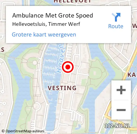 Locatie op kaart van de 112 melding: Ambulance Met Grote Spoed Naar Hellevoetsluis, Affuitweg op 12 april 2022 04:35