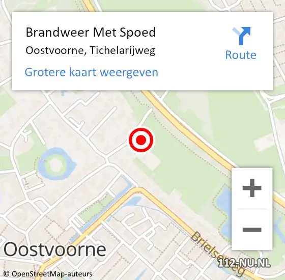 Locatie op kaart van de 112 melding: Brandweer Met Spoed Naar Oostvoorne, Tichelarijweg op 12 april 2022 05:02