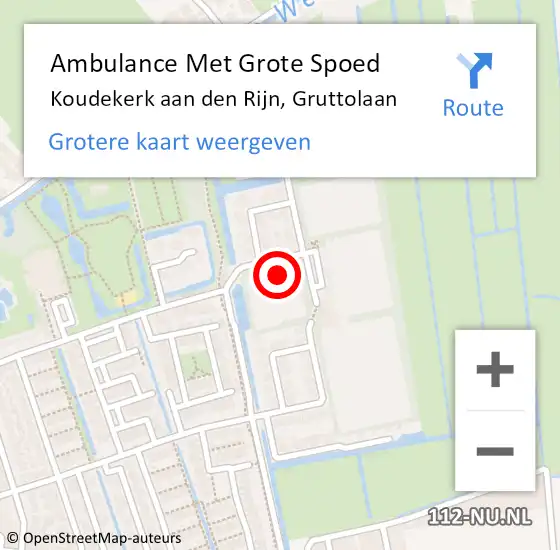 Locatie op kaart van de 112 melding: Ambulance Met Grote Spoed Naar Koudekerk aan den Rijn, Gruttolaan op 12 april 2022 05:10