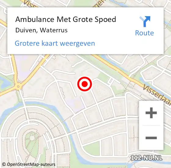 Locatie op kaart van de 112 melding: Ambulance Met Grote Spoed Naar Duiven, Waterrus op 12 april 2022 05:21