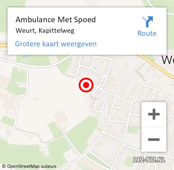 Locatie op kaart van de 112 melding: Ambulance Met Spoed Naar Weurt, Kapittelweg op 12 april 2022 06:21