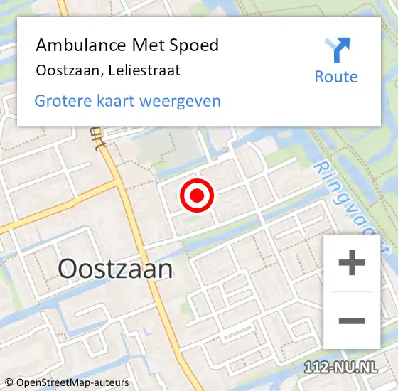 Locatie op kaart van de 112 melding: Ambulance Met Spoed Naar Oostzaan, Leliestraat op 12 april 2022 07:09