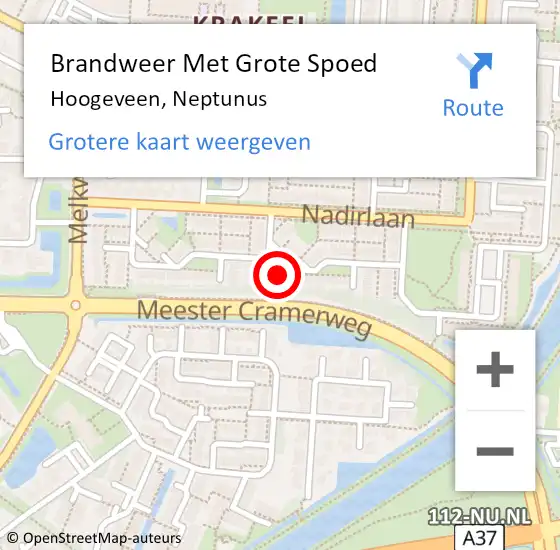 Locatie op kaart van de 112 melding: Brandweer Met Grote Spoed Naar Hoogeveen, Neptunus op 12 april 2022 07:14