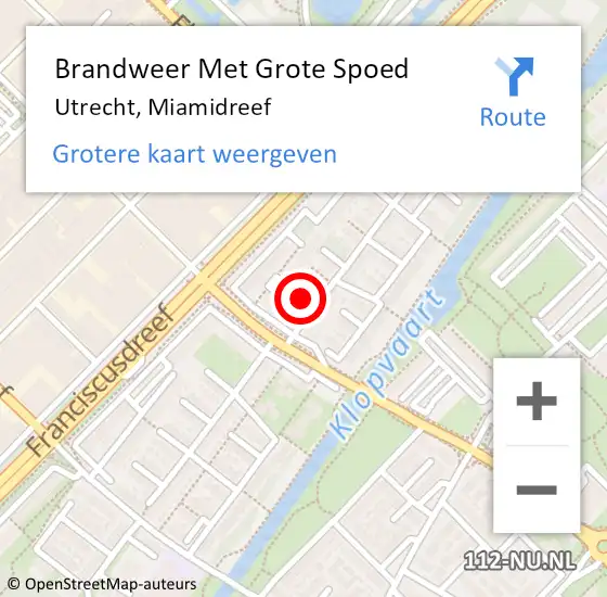 Locatie op kaart van de 112 melding: Brandweer Met Grote Spoed Naar Utrecht, Miamidreef op 12 april 2022 07:57