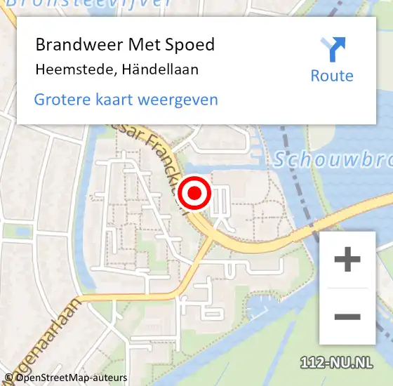 Locatie op kaart van de 112 melding: Brandweer Met Spoed Naar Heemstede, Händellaan op 12 april 2022 07:57