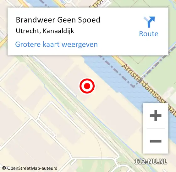 Locatie op kaart van de 112 melding: Brandweer Geen Spoed Naar Utrecht, Kanaaldijk op 12 april 2022 08:02