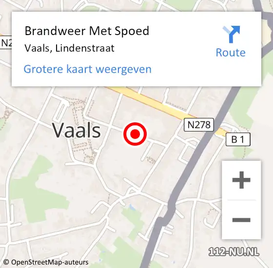 Locatie op kaart van de 112 melding: Brandweer Met Spoed Naar Vaals, Lindenstraat op 12 april 2022 08:04