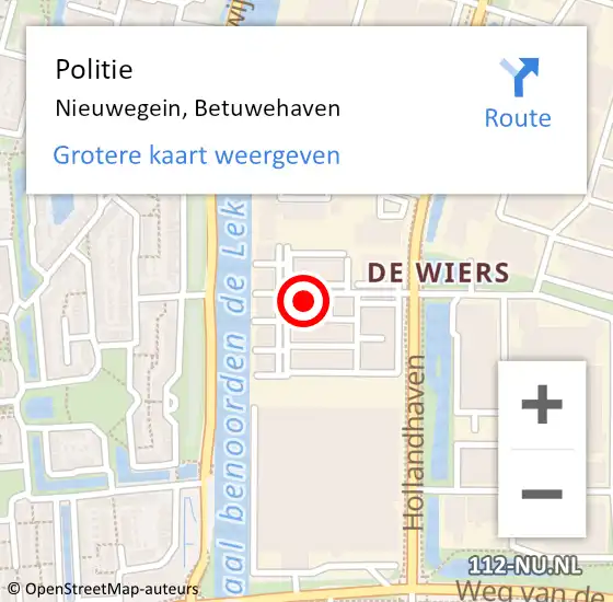 Locatie op kaart van de 112 melding: Politie Nieuwegein, Betuwehaven op 12 april 2022 08:07