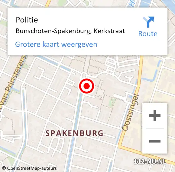 Locatie op kaart van de 112 melding: Politie Bunschoten-Spakenburg, Kerkstraat op 12 april 2022 08:07