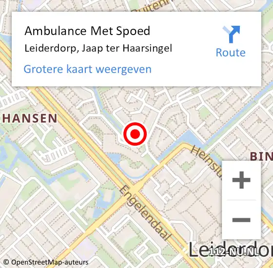 Locatie op kaart van de 112 melding: Ambulance Met Spoed Naar Leiderdorp, Jaap ter Haarsingel op 12 april 2022 08:10