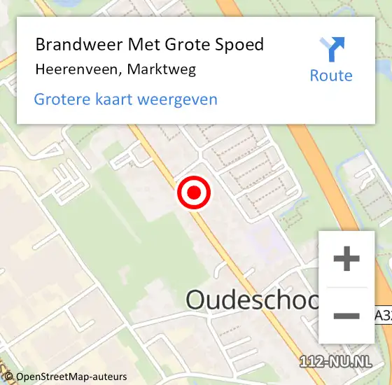 Locatie op kaart van de 112 melding: Brandweer Met Grote Spoed Naar Heerenveen, Marktweg op 12 april 2022 08:21