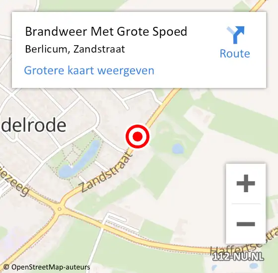 Locatie op kaart van de 112 melding: Brandweer Met Grote Spoed Naar Berlicum, Zandstraat op 12 april 2022 08:32