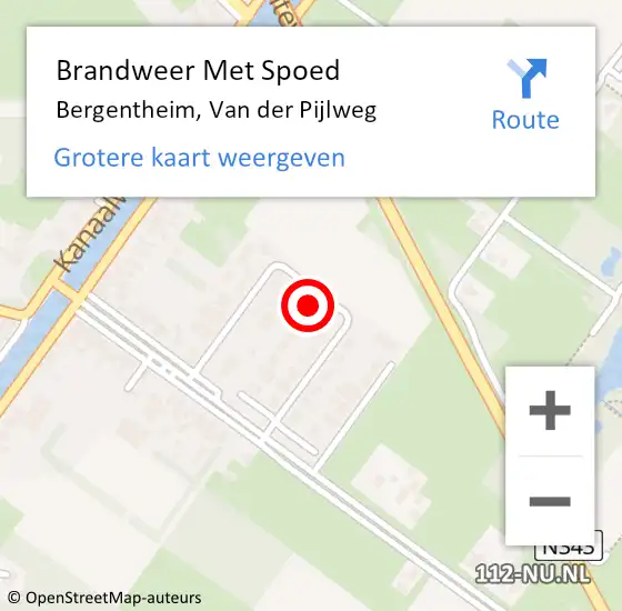 Locatie op kaart van de 112 melding: Brandweer Met Spoed Naar Bergentheim, Van der Pijlweg op 12 april 2022 08:41