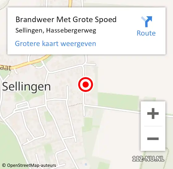 Locatie op kaart van de 112 melding: Brandweer Met Grote Spoed Naar Sellingen, Hassebergerweg op 12 april 2022 08:46