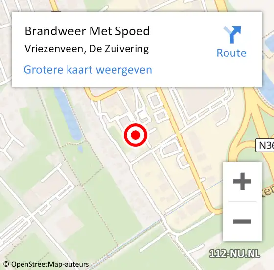 Locatie op kaart van de 112 melding: Brandweer Met Spoed Naar Vriezenveen, De Zuivering op 12 april 2022 09:01