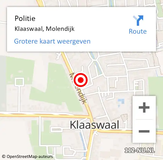 Locatie op kaart van de 112 melding: Politie Klaaswaal, Molendijk op 12 april 2022 09:12