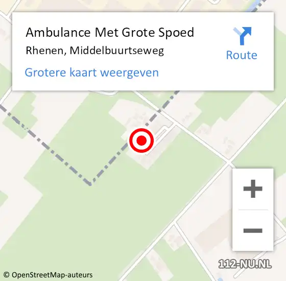 Locatie op kaart van de 112 melding: Ambulance Met Grote Spoed Naar Rhenen, Middelbuurtseweg op 12 april 2022 09:17