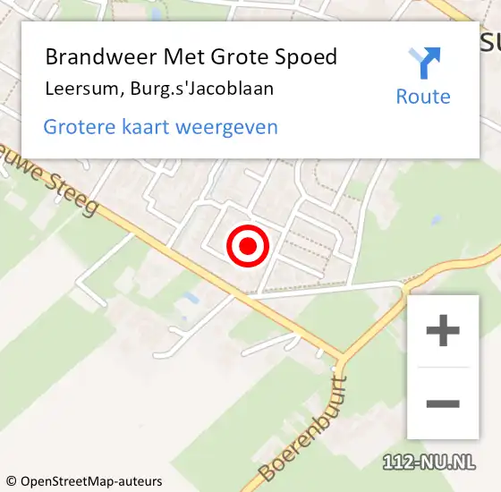 Locatie op kaart van de 112 melding: Brandweer Met Grote Spoed Naar Leersum, Burg.s'Jacoblaan op 12 april 2022 09:19