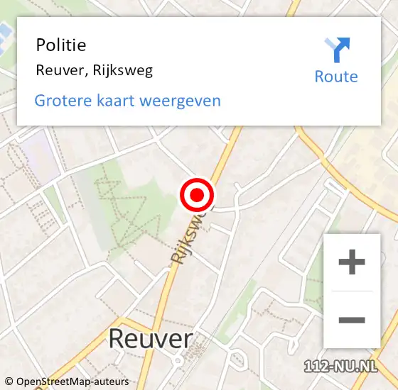 Locatie op kaart van de 112 melding: Politie Reuver, Rijksweg op 12 april 2022 09:28