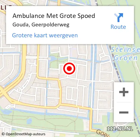 Locatie op kaart van de 112 melding: Ambulance Met Grote Spoed Naar Gouda, Geerpolderweg op 12 april 2022 09:42