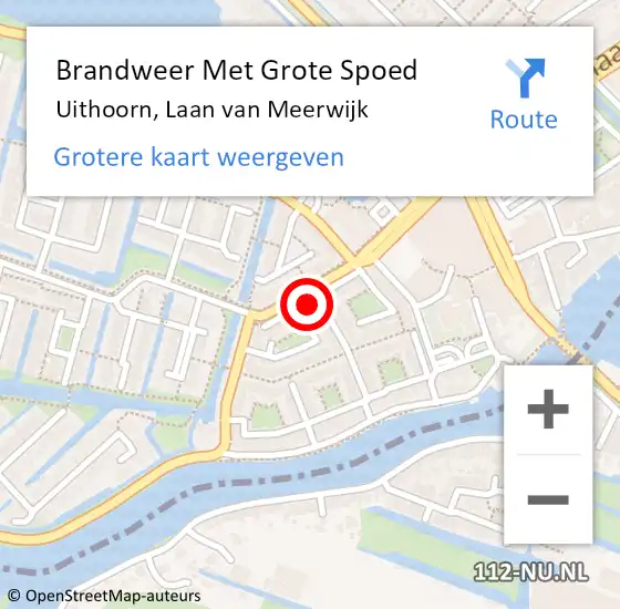 Locatie op kaart van de 112 melding: Brandweer Met Grote Spoed Naar Uithoorn, Laan van Meerwijk op 12 april 2022 09:44