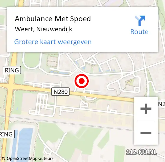 Locatie op kaart van de 112 melding: Ambulance Met Spoed Naar Weert, Nieuwendijk op 14 juli 2014 09:04