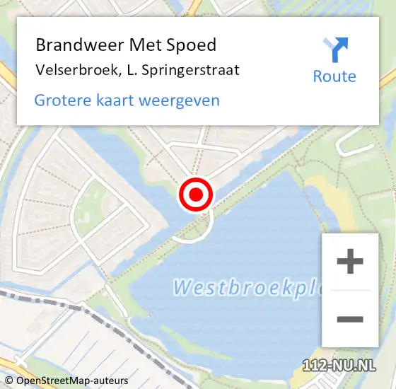 Locatie op kaart van de 112 melding: Brandweer Met Spoed Naar Velserbroek, L. Springerstraat op 12 april 2022 10:37