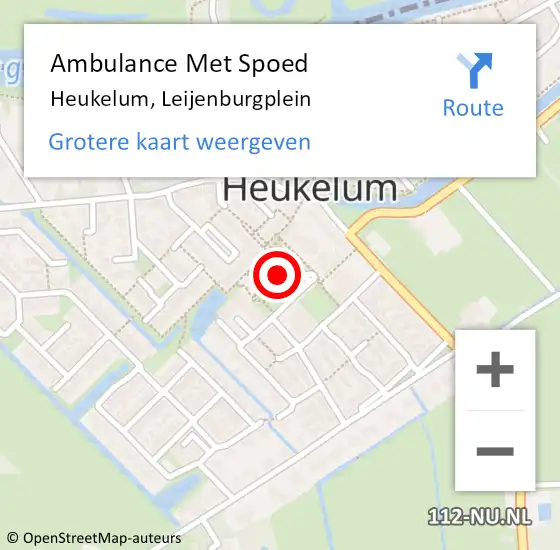 Locatie op kaart van de 112 melding: Ambulance Met Spoed Naar Heukelum, Leijenburgplein op 12 april 2022 10:52