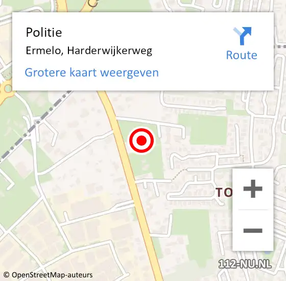 Locatie op kaart van de 112 melding: Politie Ermelo, Harderwijkerweg op 12 april 2022 10:54