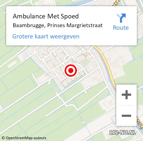 Locatie op kaart van de 112 melding: Ambulance Met Spoed Naar Baambrugge, Prinses Margrietstraat op 12 april 2022 10:56