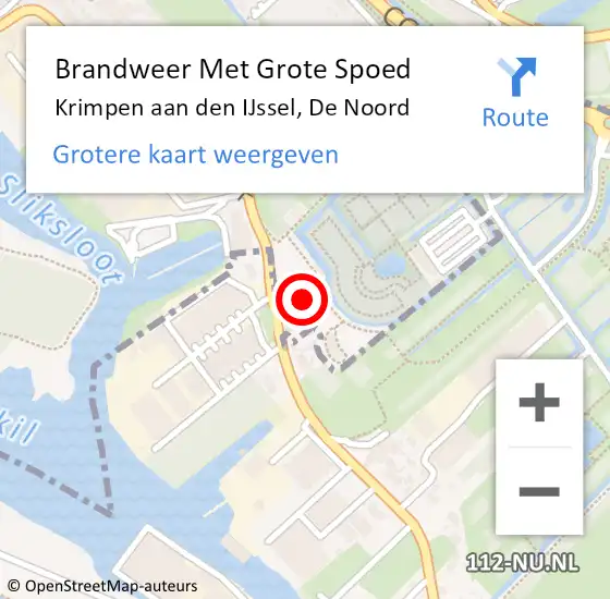 Locatie op kaart van de 112 melding: Brandweer Met Grote Spoed Naar Krimpen aan den IJssel, De Noord op 14 juli 2014 09:10