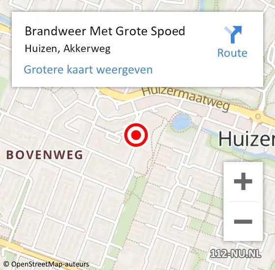 Locatie op kaart van de 112 melding: Brandweer Met Grote Spoed Naar Huizen, Akkerweg op 12 april 2022 11:15