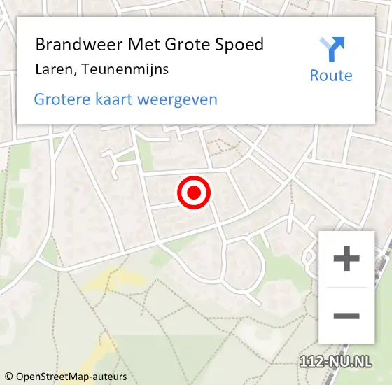 Locatie op kaart van de 112 melding: Brandweer Met Grote Spoed Naar Laren, Teunenmijns op 12 april 2022 11:17