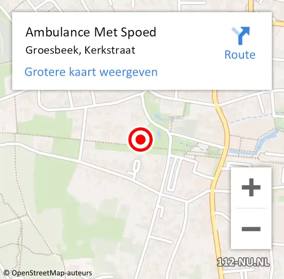 Locatie op kaart van de 112 melding: Ambulance Met Spoed Naar Groesbeek, Kerkstraat op 12 april 2022 11:19