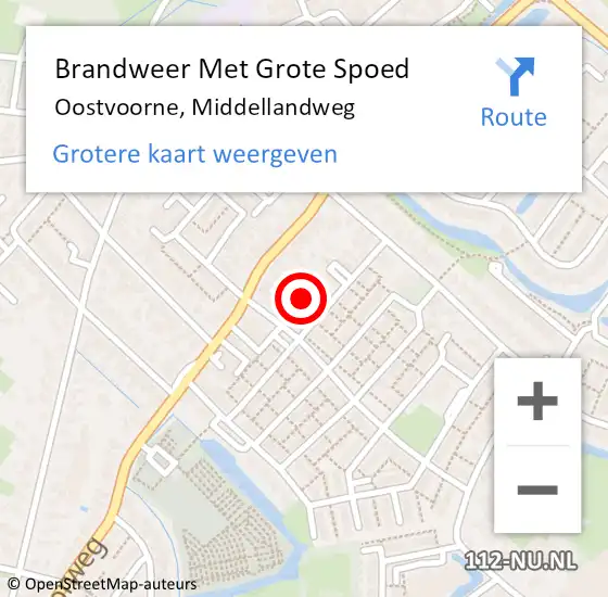 Locatie op kaart van de 112 melding: Brandweer Met Grote Spoed Naar Oostvoorne, Middellandweg op 12 april 2022 11:27