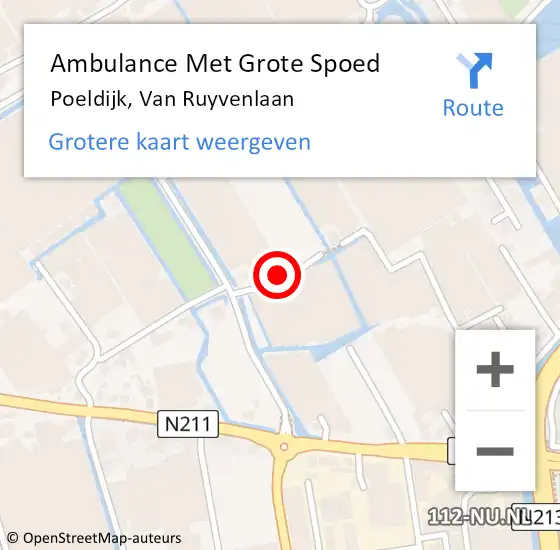 Locatie op kaart van de 112 melding: Ambulance Met Grote Spoed Naar Poeldijk, Van Ruyvenlaan op 12 april 2022 11:28