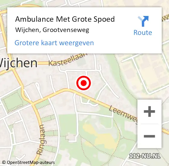 Locatie op kaart van de 112 melding: Ambulance Met Grote Spoed Naar Wijchen, Grootvenseweg op 12 april 2022 11:36