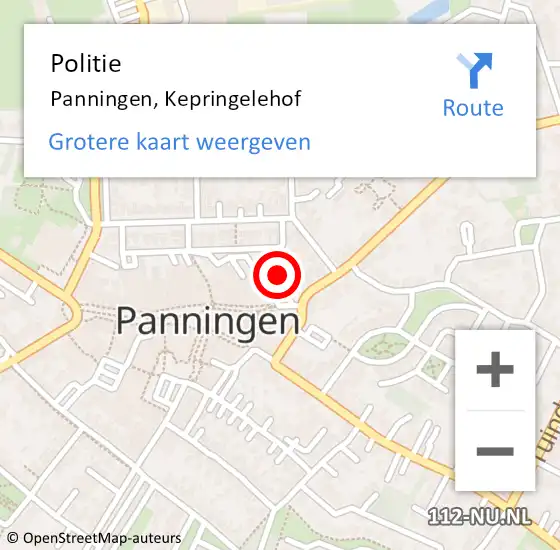 Locatie op kaart van de 112 melding: Politie Panningen, Kepringelehof op 12 april 2022 11:36